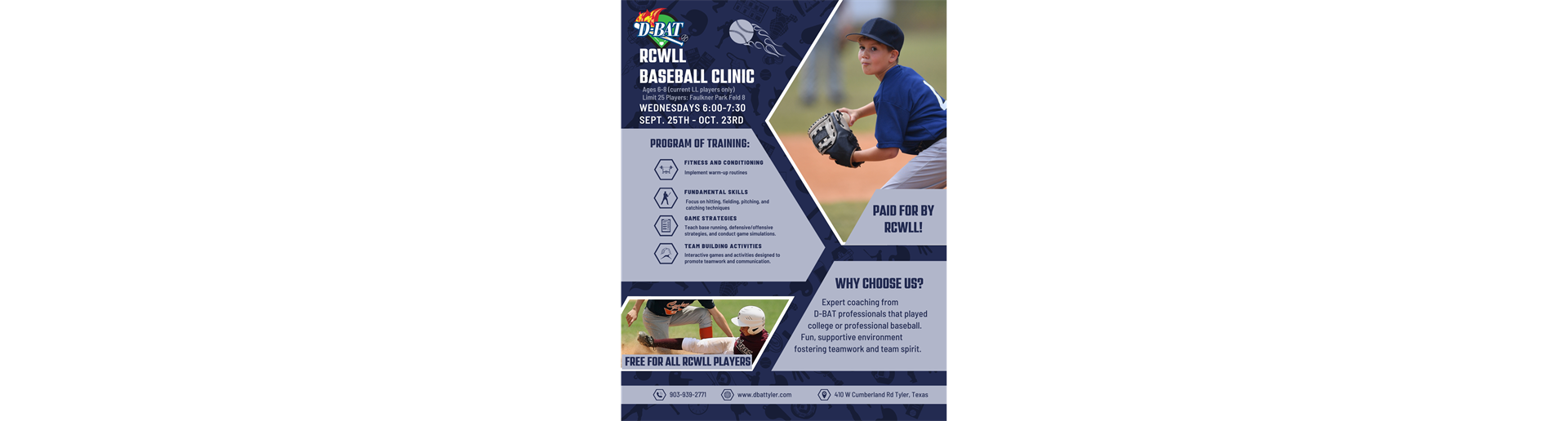 Free Mini Baseball Clinic at Rose Capital West Little League!